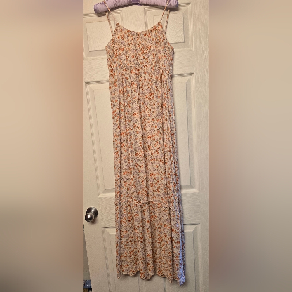 Hippie Rose Floral A-Line Skirt - Cream and Orange